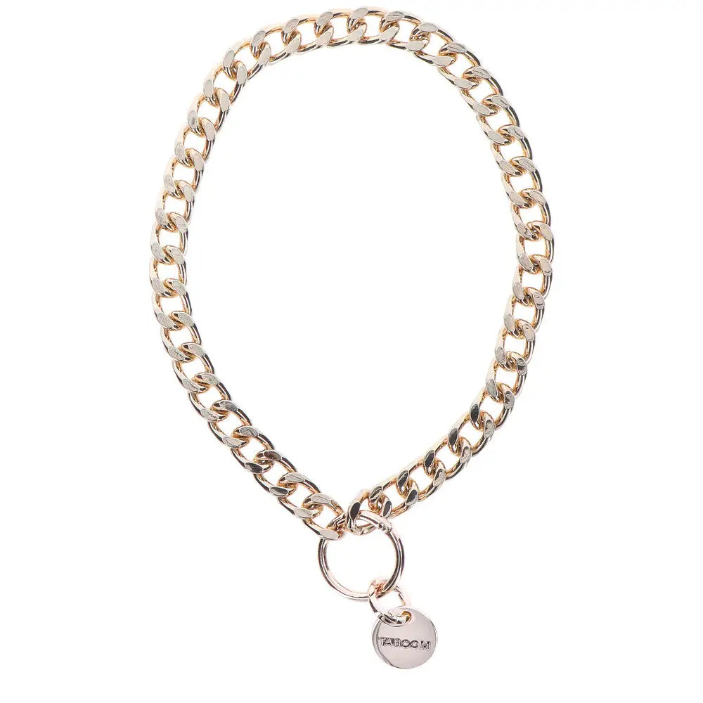 Taboom dona stainless steel gold bondage collar - peaches and screams