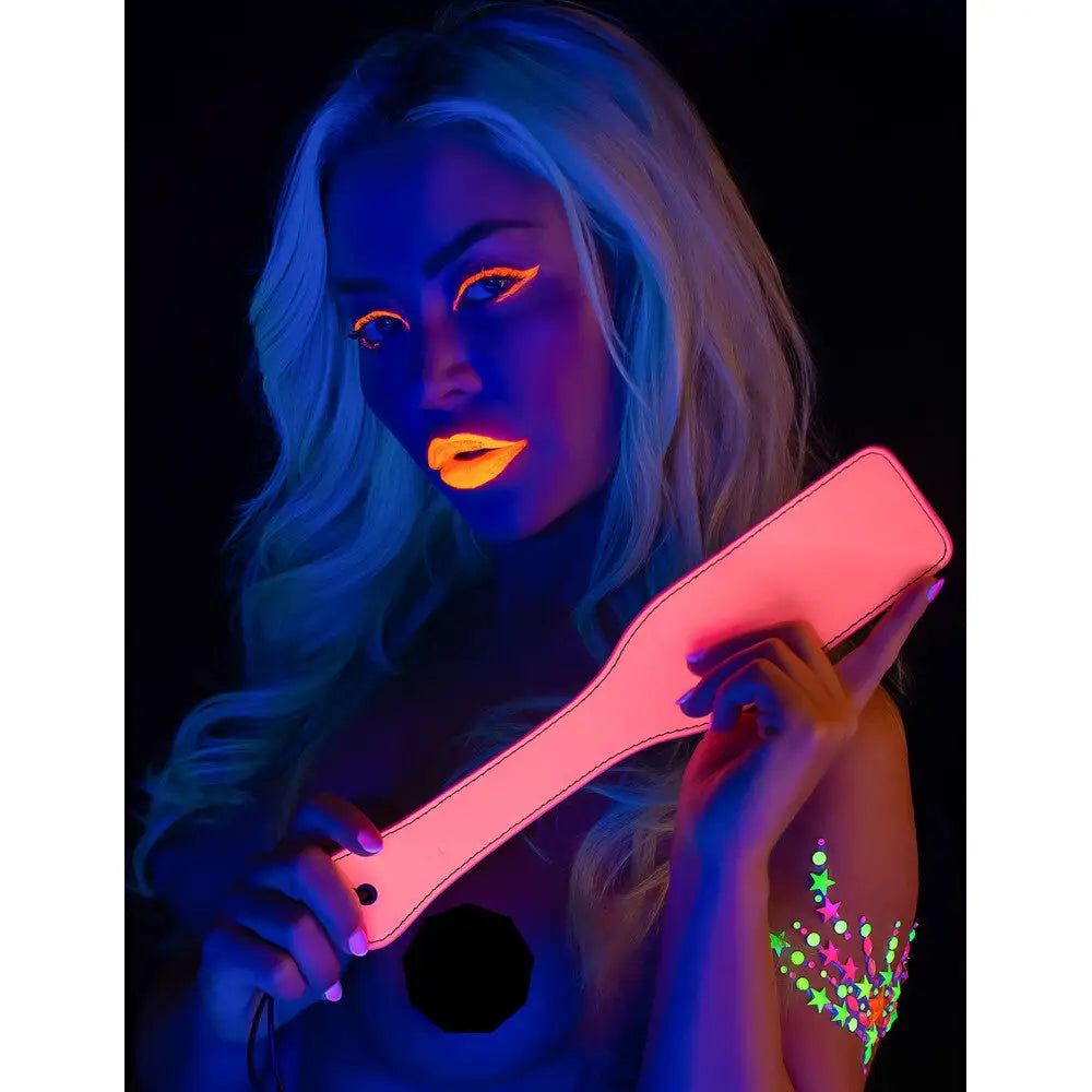 Taboom faux leather glow in the dark bondage paddle - peaches and screams