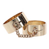 Taboom stainless steel gold bondage slave wrist cuffs - peaches and screams