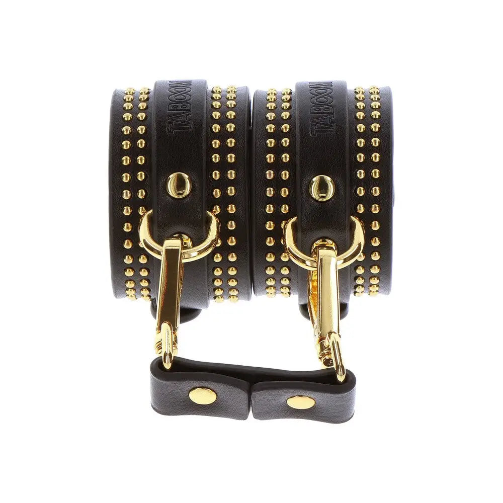Taboom vogue studded ankle cuffs set with restraint chain - peaches and screams