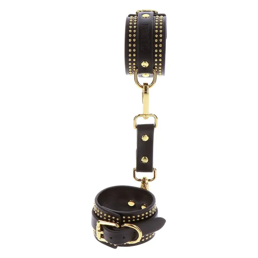 Taboom vogue studded ankle cuffs set with restraint chain - peaches and screams