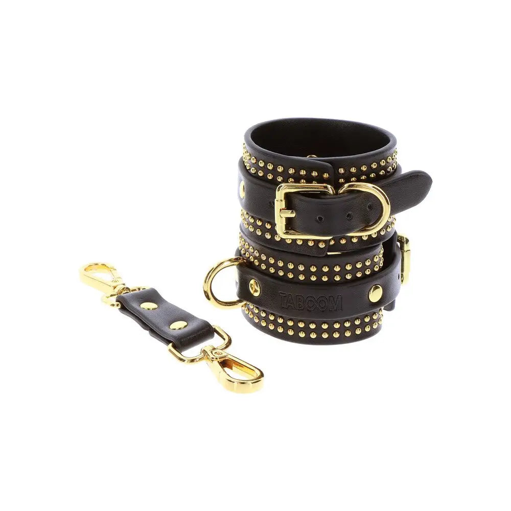 Taboom vogue studded ankle cuffs set with restraint chain - peaches and screams