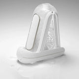 Tenga stretchy white waterproof rechargeable vibrator stroker - peaches and screams