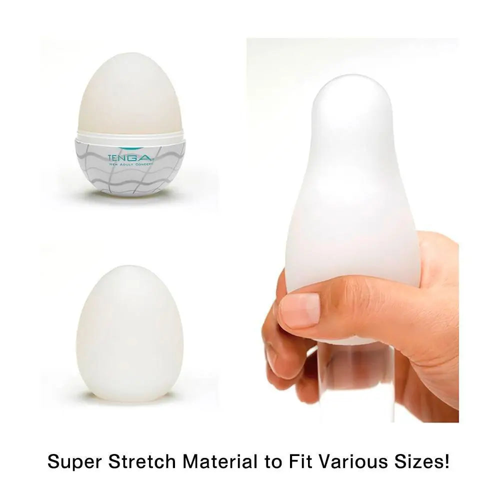 Tenga Wavy 2 Silicone Clear Stretchy Egg Masturbator - Peaches and Screams