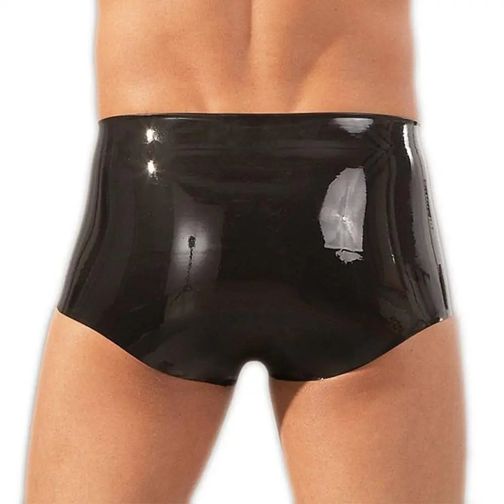 The Latex Black Boxers with Penis Sleeve for Him - M/L - Peaches and Screams