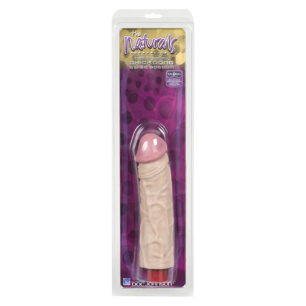 The naturals heavy veined 8 inch vibrating dong thick flesh - peaches and screams