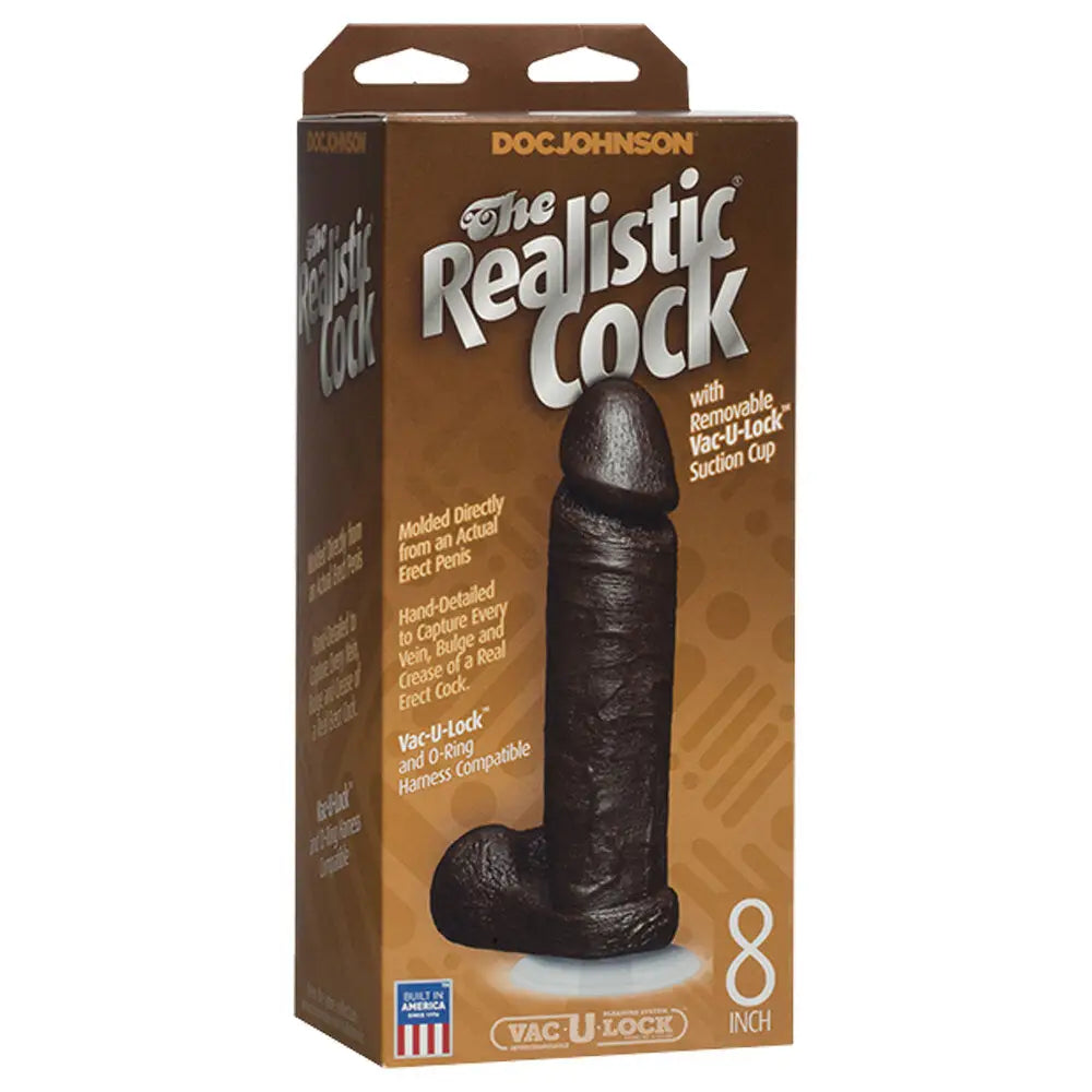 The Realistic Cock 8 Inch Dildo Black - Peaches and Screams