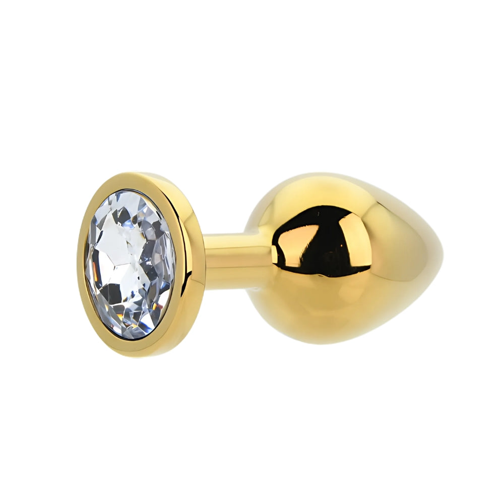 Toosh gold butt plug medium clear jewelled base - butt plugs peaches and screams
