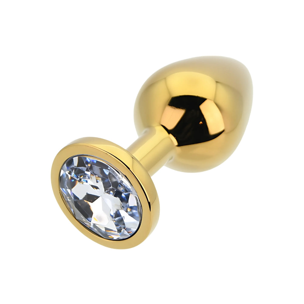 Toosh gold butt plug medium clear jewelled base - butt plugs peaches and screams