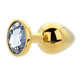 Toosh gold metal butt plug large clear stone - butt plugs peaches and screams