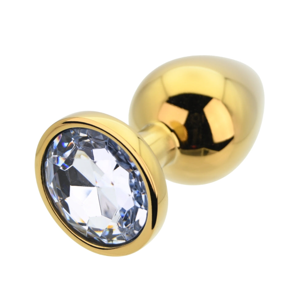 Toosh gold metal butt plug large clear stone - butt plugs peaches and screams