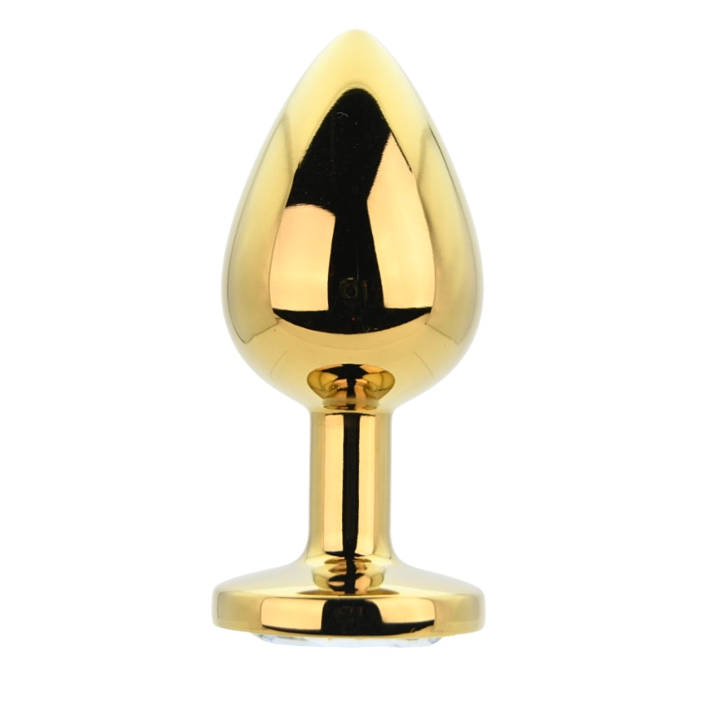 Toosh gold metal butt plug large clear stone - butt plugs peaches and screams