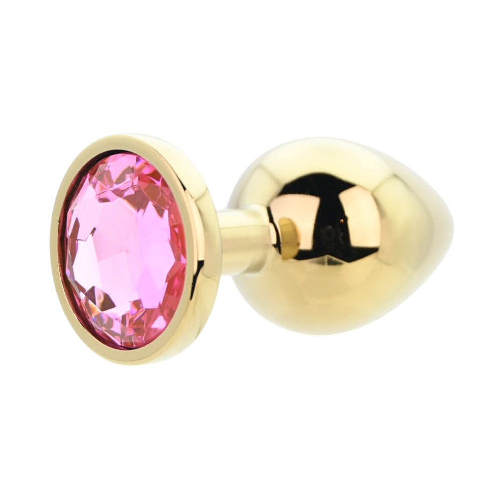 Toosh gold metal butt plug large pink stone - butt plugs peaches and screams