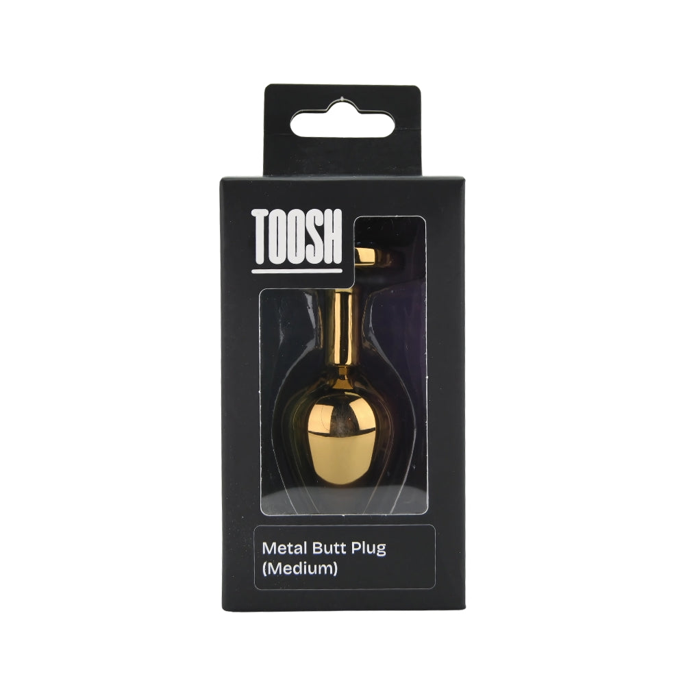 Toosh gold metal butt plug medium pink stone - butt plugs peaches and screams