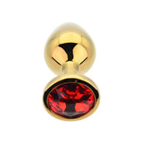 Toosh gold metal butt plug medium red stone - butt plugs peaches and screams