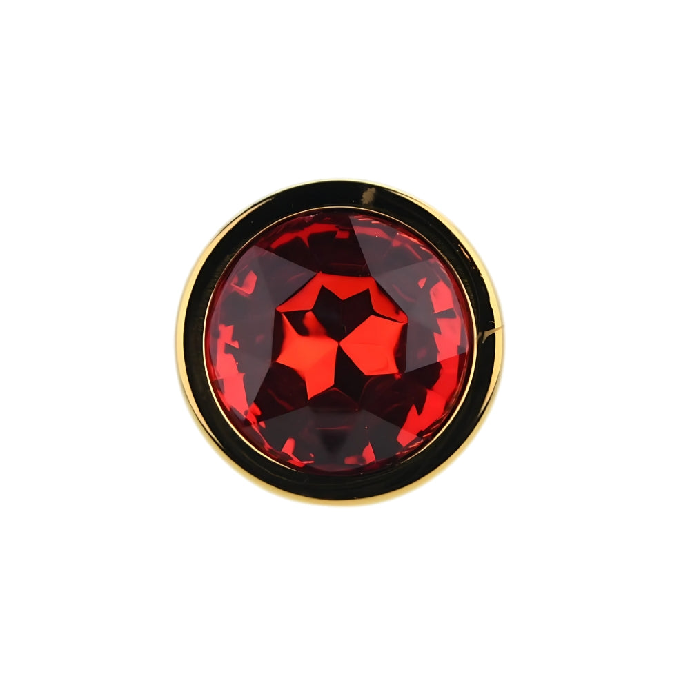 Toosh gold metal butt plug medium red stone - butt plugs peaches and screams