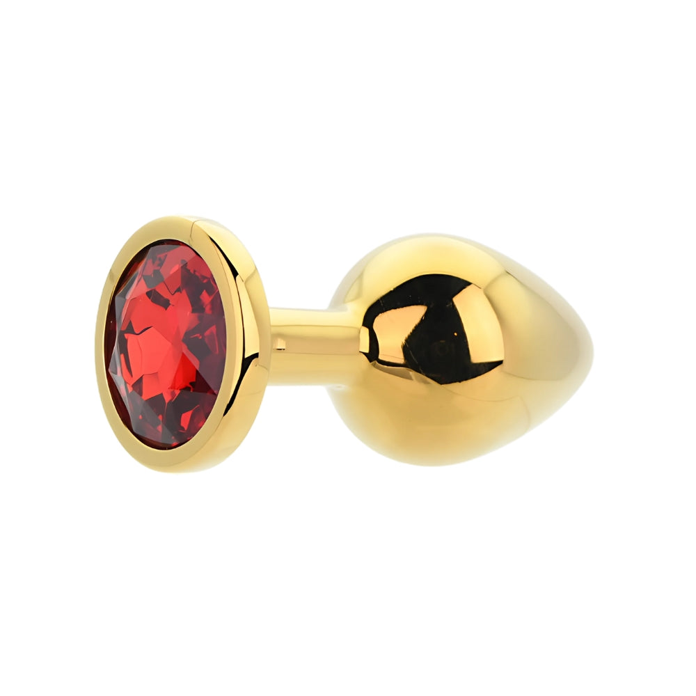 Toosh gold metal butt plug medium red stone - butt plugs peaches and screams