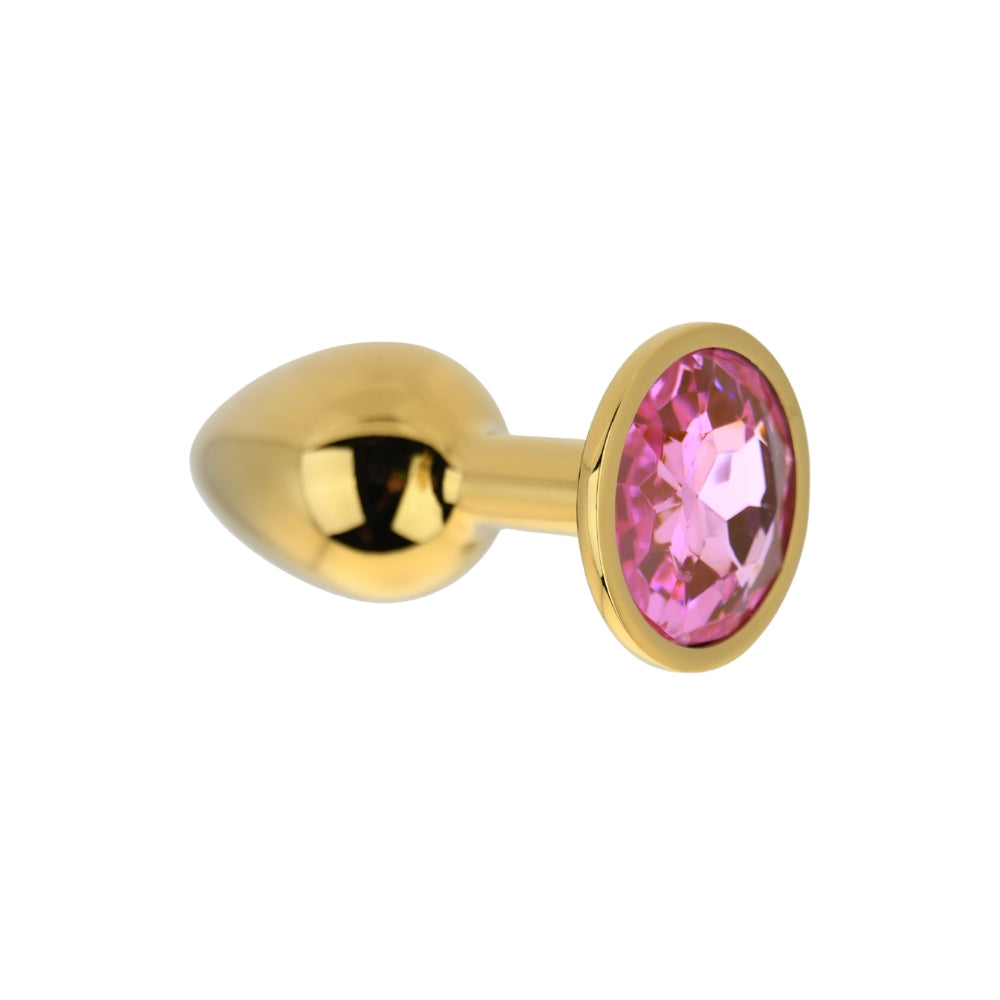 Toosh gold metal butt plug small pink stone - butt plugs peaches and screams