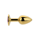 Toosh gold metal butt plug small pink stone - butt plugs peaches and screams