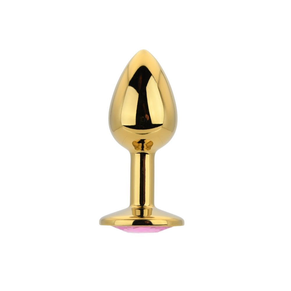 Toosh gold metal butt plug small pink stone - butt plugs peaches and screams