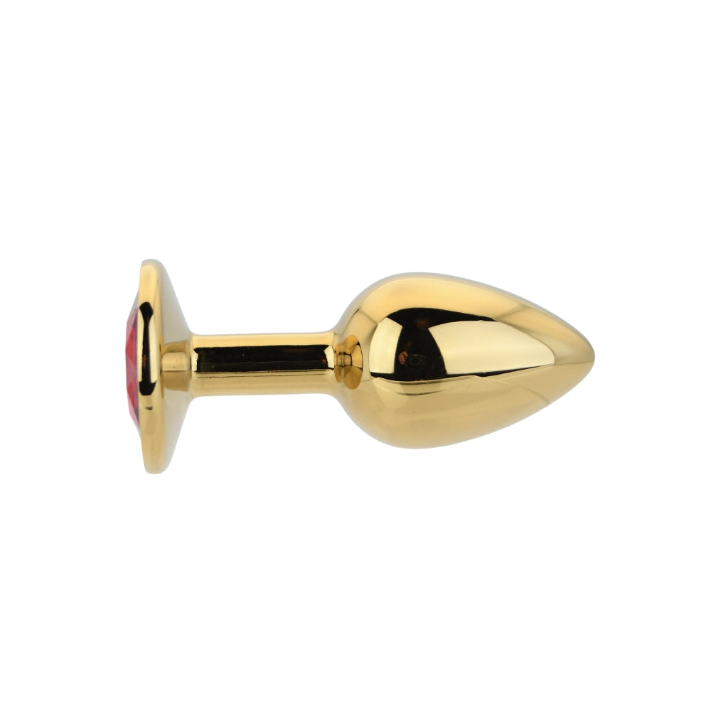 Toosh gold metal butt plug small red stone - butt plugs peaches and screams