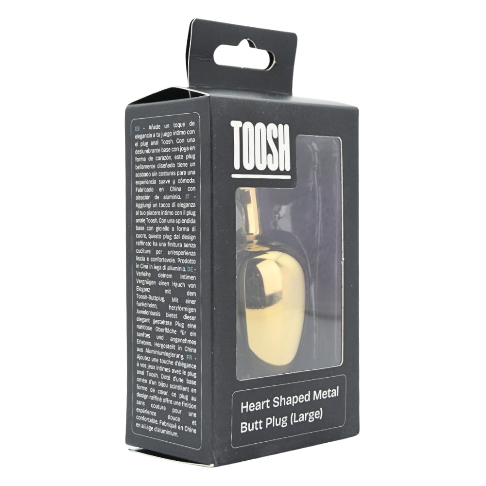 Toosh heart shaped gold butt plug with red stone large - butt plugs peaches and screams