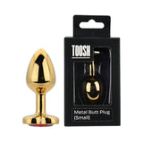 Toosh heart shaped gold butt plug with red stone small - butt plugs peaches and screams