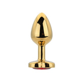 Toosh heart shaped gold butt plug with red stone small - butt plugs peaches and screams