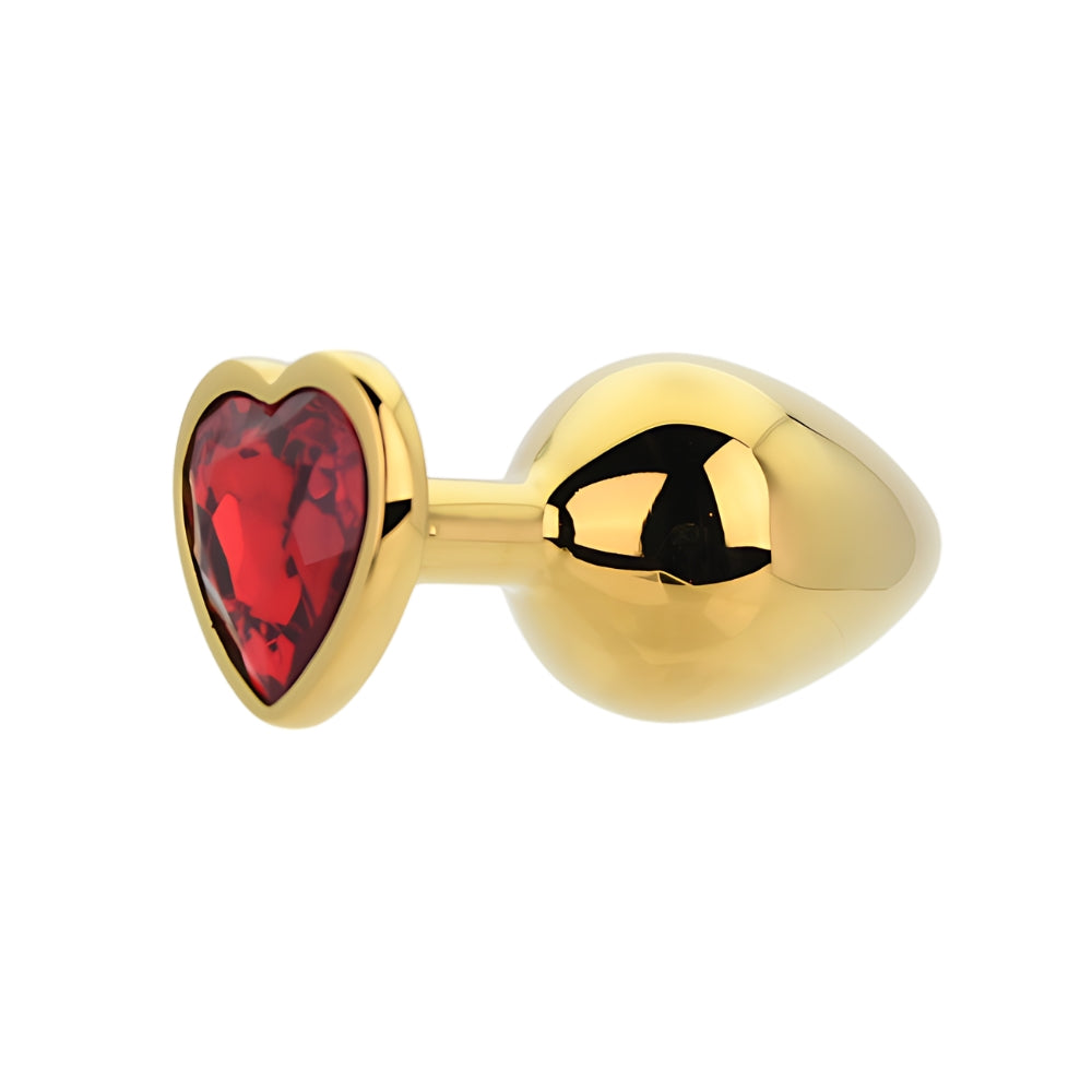 Toosh heart shaped gold with red stone medium - butt plugs peaches and screams