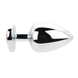 Toosh heart shaped silver butt plug with red stone large - butt plugs peaches and screams