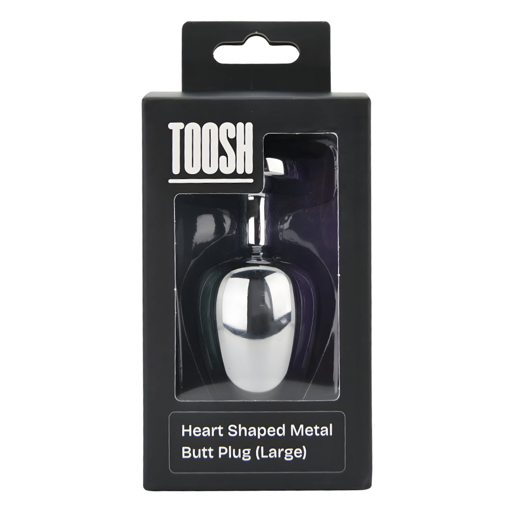 Toosh heart shaped silver butt plug with red stone large - butt plugs peaches and screams