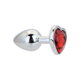 Toosh heart shaped silver butt plug with red stone small - butt plugs peaches and screams