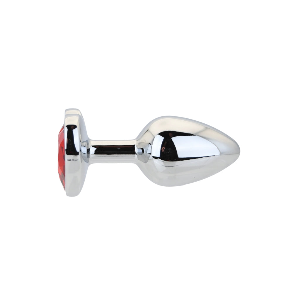Toosh heart shaped silver butt plug with red stone small - butt plugs peaches and screams