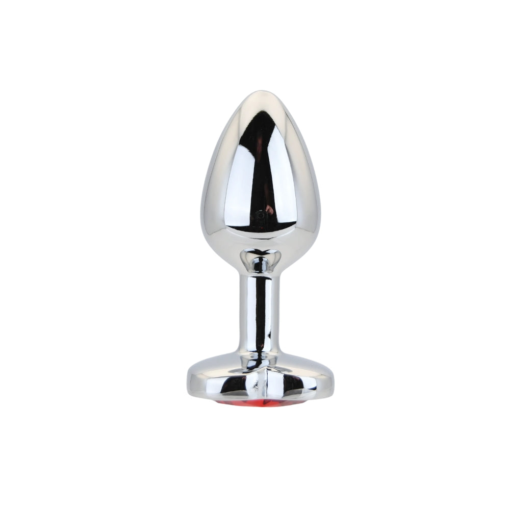 Toosh heart shaped silver butt plug with red stone small - butt plugs peaches and screams