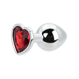 Toosh heart shaped silver with red stone medium - butt plugs peaches and screams