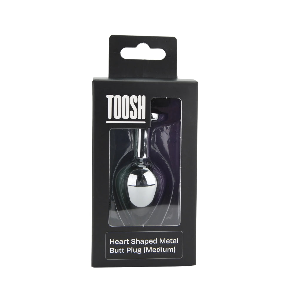 Toosh heart shaped silver with red stone medium - butt plugs peaches and screams