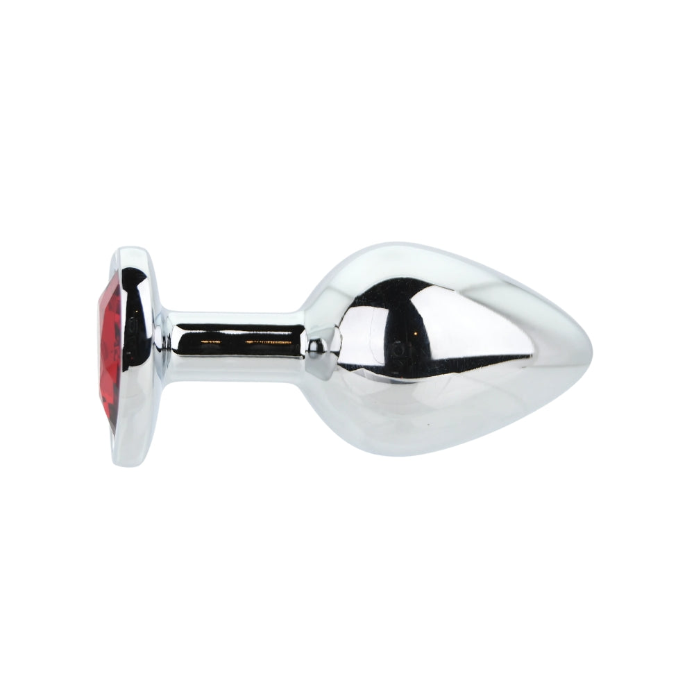 Toosh heart shaped silver with red stone medium - butt plugs peaches and screams