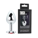 Toosh heart shaped silver with red stone medium - butt plugs peaches and screams