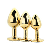 Toosh metal butt plug gold set of 3 clear stone - butt plugs peaches and screams