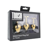 Toosh metal butt plug gold set of 3 clear stone - butt plugs peaches and screams