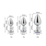 Toosh metal butt plug silver set of 3 clear stone - butt plugs peaches and screams