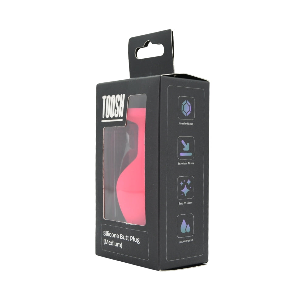 Toosh pink silicone butt plug medium - butt plugs peaches and screams