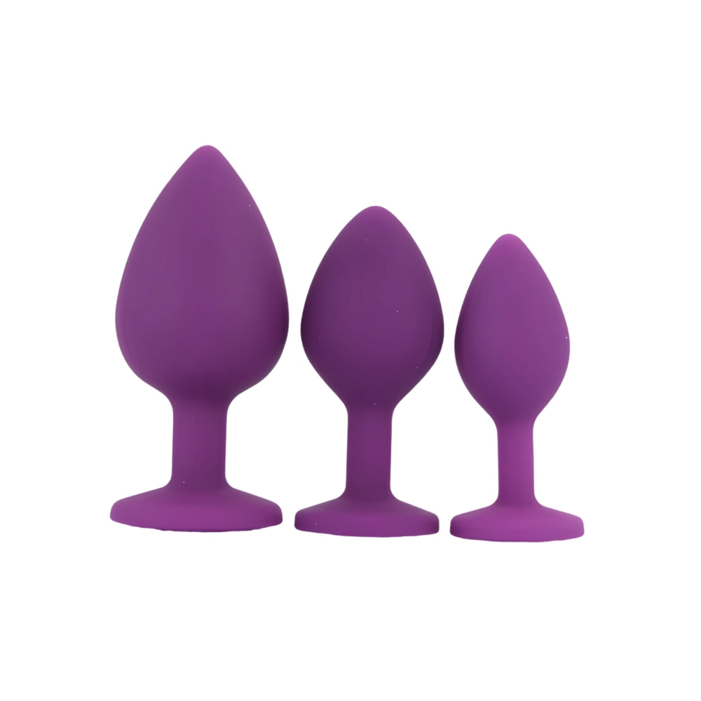 Toosh purple silicone butt plug set of 3 - butt plugs peaches and screams