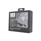 Toosh silicone butt plug black set of 3 clear stone - butt plugs peaches and screams