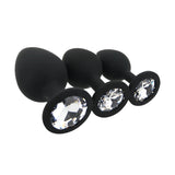 Toosh silicone butt plug black set of 3 clear stone - butt plugs peaches and screams
