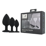 Toosh silicone butt plug black set of 3 clear stone - butt plugs peaches and screams