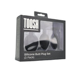 Toosh silicone butt plug black set of 3 clear stone - butt plugs peaches and screams