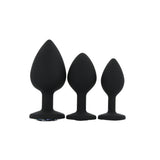 Toosh silicone butt plug black set of 3 clear stone - butt plugs peaches and screams