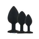 Toosh silicone butt plug black set of 3 clear stone - butt plugs peaches and screams