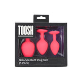 Toosh silicone butt plug pink set of 3 clear stone - butt plugs peaches and screams